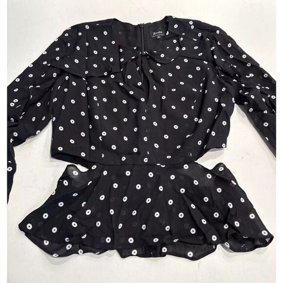 Bardot Women’s Size US 4 XS Polka Dot Ruffle Cut Out Side Top Blouse Romantic - Picture 2 of 10
